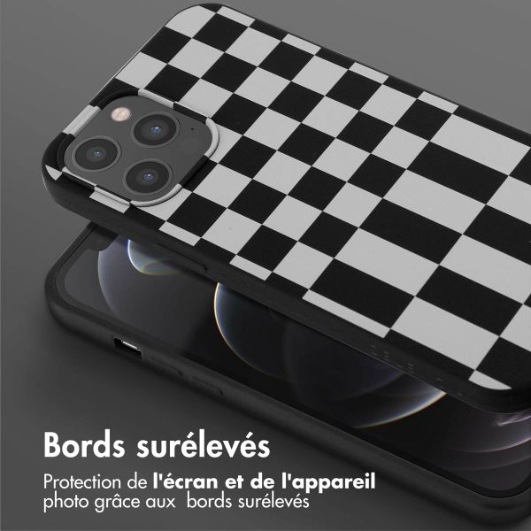 Selencia ﻿Coque design en silicone avec cordon amovible Apple iPhone 12 Pro Max - Irregular Check Black