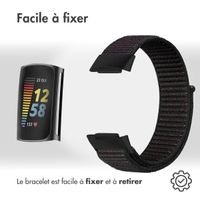 imoshion Bracelet en nylon le Fitbit Charge 5 / Charge 6 - Taille L - Noir