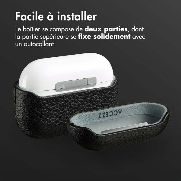 Accezz Coque en Cuir véritable Apple AirPods Pro - Noir