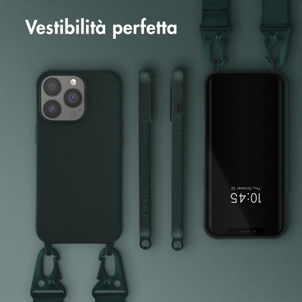Selencia Coque silicone avec cordon amovible Apple iPhone 13 - Vert foncé
