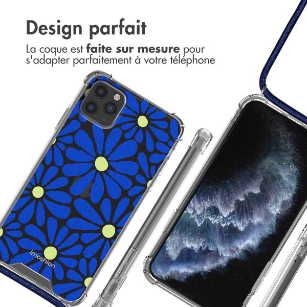 imoshion Coque Design avec cordon Apple iPhone 11 Pro - Cobalt Blue Flowers Connect