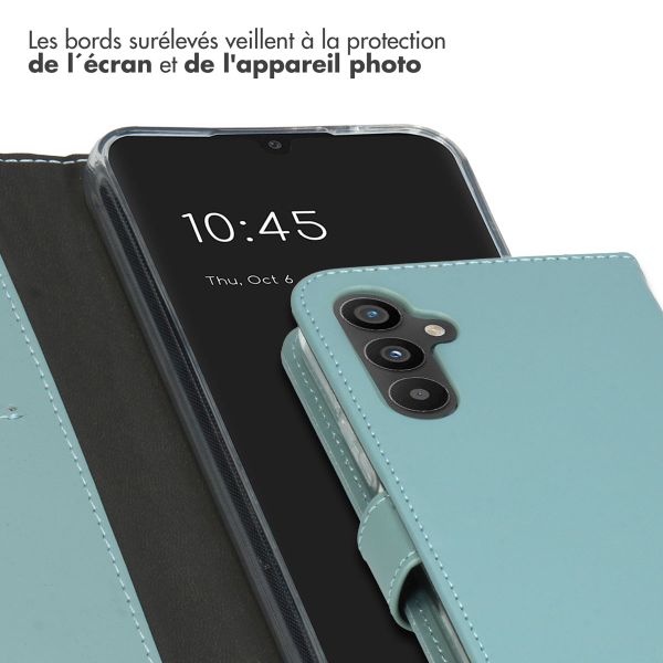 Selencia Étui portefeuille en cuir véritable Samsung Galaxy A34 (5G) - Bleu clair