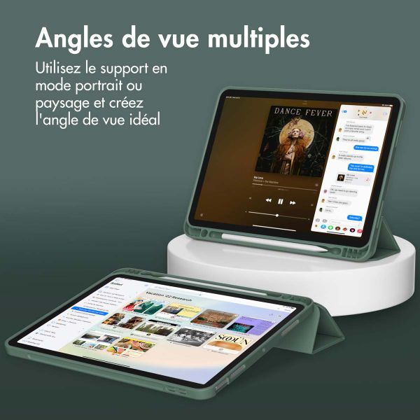 Accezz Coque tablette portefeuille Smart Silicone Apple iPad Air 11 pouces (2025) M3 / (2024) M2 / Air 5 (2022) / Air 4 (2020) - Vert foncé