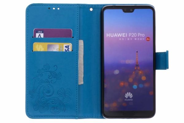 Etui de téléphone Fleurs de Trèfle Huawei 20 Pro - Turquoise