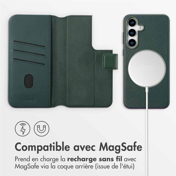 Accezz Étui de téléphone portefeuille en cuir 2-en-1 avec MagSafe Samsung Galaxy S25 Plus - Cedar Green