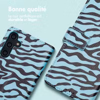 imoshion Étui de télephone portefeuille Design Samsung Galaxy A14 (5G/4G) - Black Blue Stripes