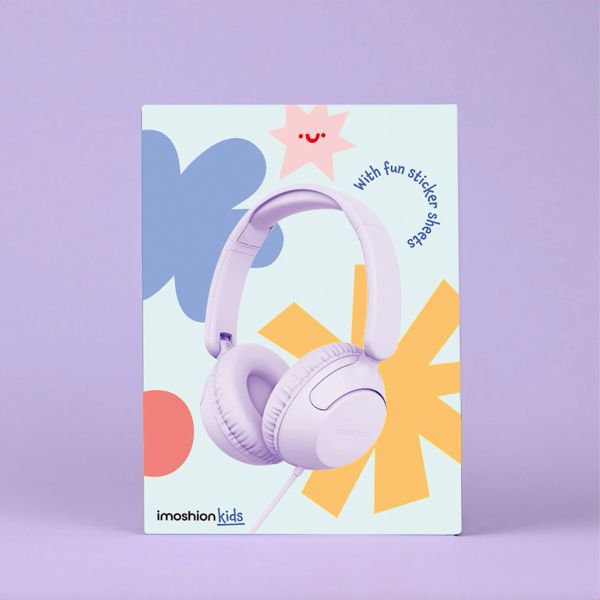 imoshion Casque filaires pour enfants - Câble AUX - Limiteur de décibels - Lavender Lilac
