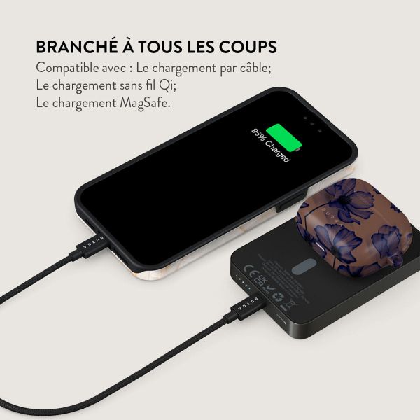 Burga Powerbank magnétique 5 000 mAh - MagSafe et Qi2 - Nuit de velours / Gunmetal