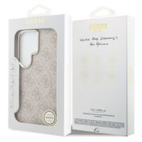 Guess Coque arrière en cuir 4G avec MagSafe Samsung Galaxy S26 Ultra - Gold Edge - Pink