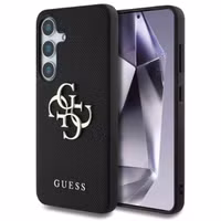 Guess Coque 4G Metal Logo Saffiano Samsung Galaxy S25 Plus - Noir