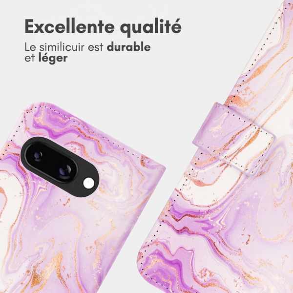 imoshion Étui de télephone portefeuille Design Google Pixel 9A - Purple Marble