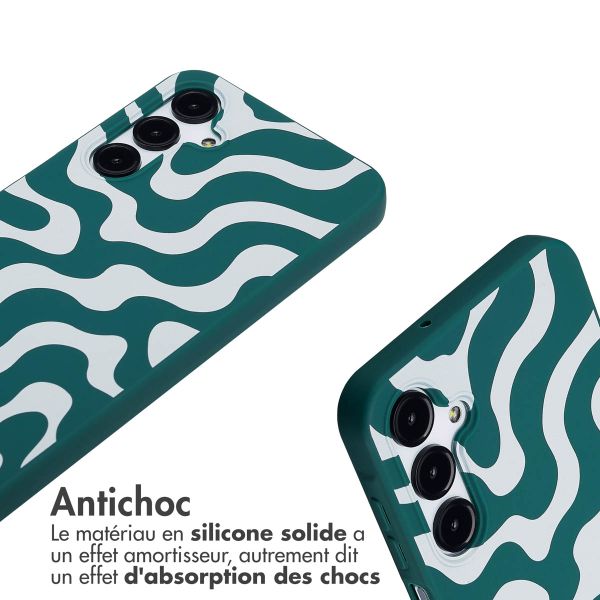 imoshion Coque design en silicone avec cordon Samsung Galaxy A16 5G - Petrol Green Groovy