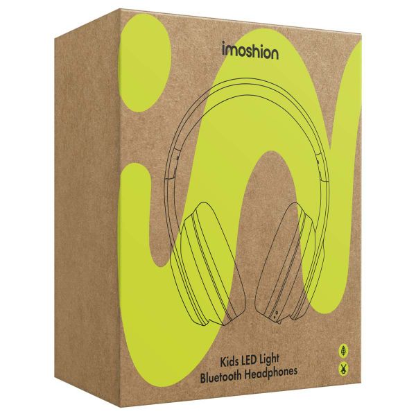 imoshion Casque sans fil pour enfants LED Light - Limiteur de décibels - Avec câble AUX - Petrol Green / Lime