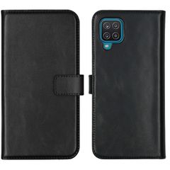 Selencia Étui portefeuille en cuir véritable Samsung Galaxy A12 - Noir