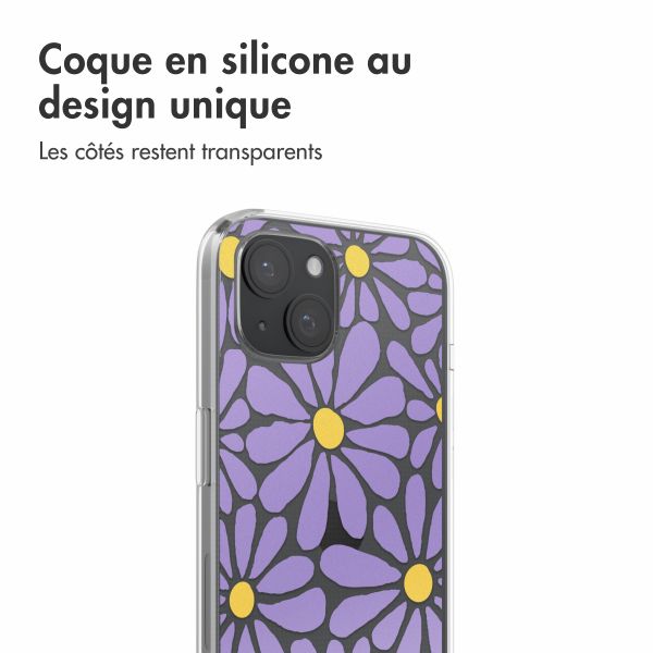 imoshion Coque design pour iPhone 15 - Tropical Violet Flowers Connect