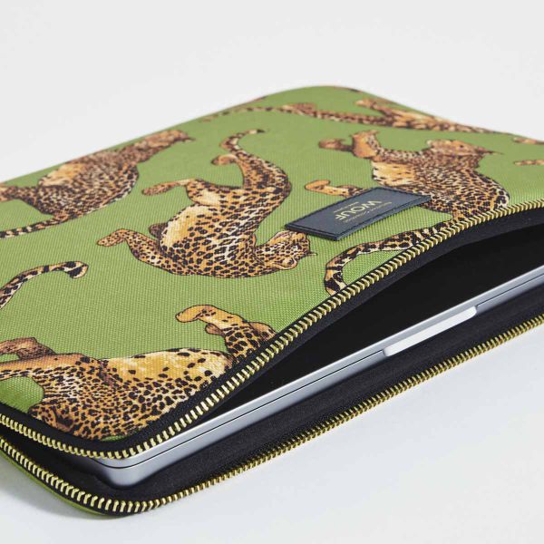 Wouf Pochette ordinateur 13-14 pouces - Daily Olive Leopard