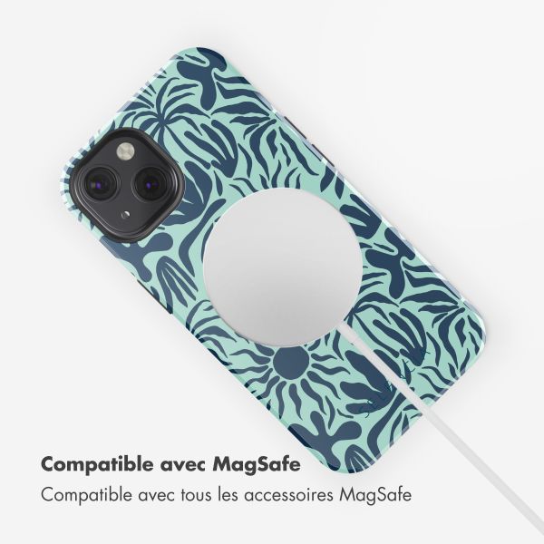 Selencia Coque arrière Vivid Tough avec MagSafe iPhone 13 - Tropical Vibes Light Blue