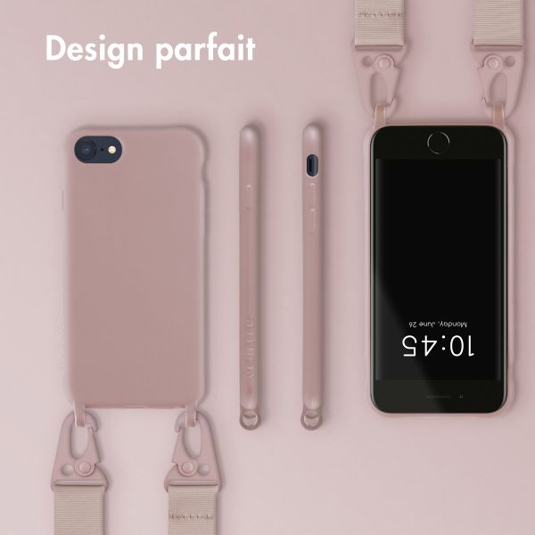 Selencia Coque silicone avec cordon amovible Apple iPhone SE (2022 / 2020) / 8 / 7 - Sand Pink
