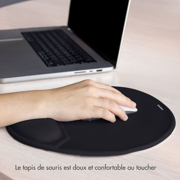 imoshion Tapis de souris ergonomique - Tapis de souris avec repose-poignet - 30 x 25 cm - Noir