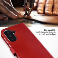 Selencia Étui portefeuille en cuir véritable Samsung Galaxy A37 (5G) - Rouge