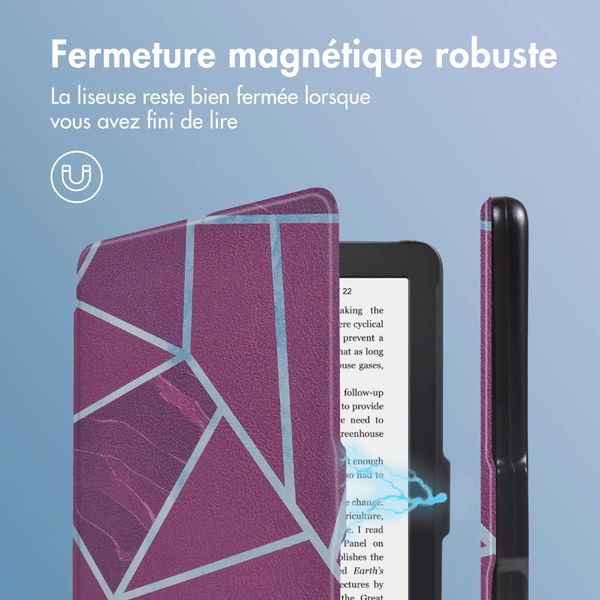 imoshion Design Slim Hard Case Sleepcover Kobo Clara 2E / Tolino Shine 4 - Bordeaux Graphic