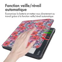 imoshion Design Slim Hard Sleepcover avec support Kobo Libra Colour / Tolino Vision Color - Flower Watercolor