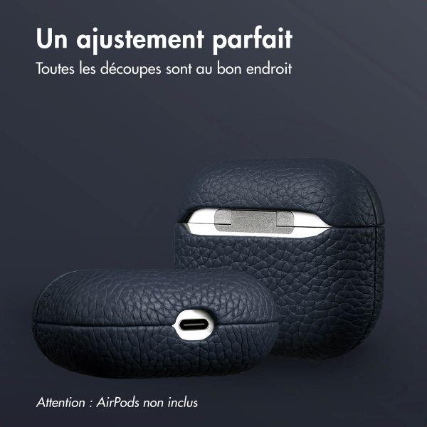 Accezz Coque en Cuir véritable Apple AirPods 3 - Bleu foncé