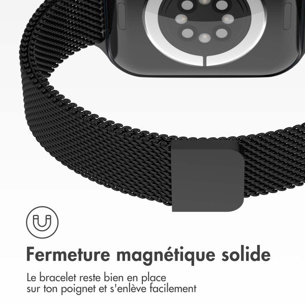 imoshion Bracelet slim Milanese Apple Watch Series 1 t/m 9 / SE (38/40/41 mm) | Series 10 / 11 (42 mm) - Noir