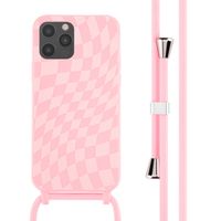 imoshion Coque design en silicone avec cordon Apple iPhone 12 (Pro) - Retro Pink
