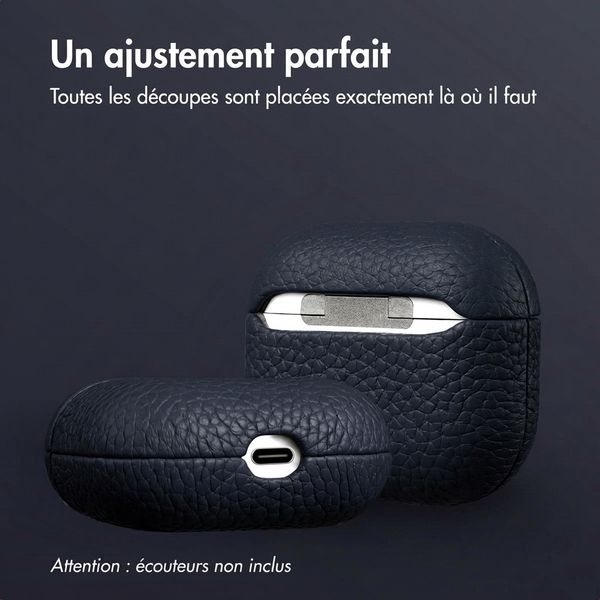 Accezz Coque en cuir véritable  Apple Airpods 3 - Bleu foncé