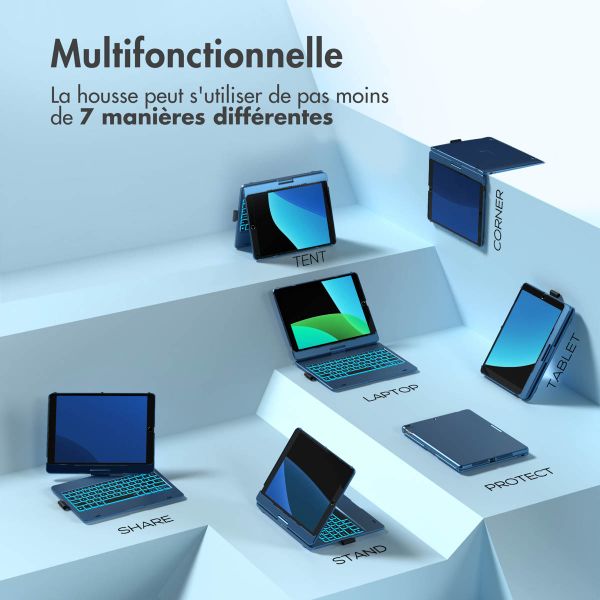 Accezz Étui de tablette Clavier QWERTY iPad 10.2 pouces (2019/2020/2021) / iPad Pro 10.5 (2017) - Bleu foncé