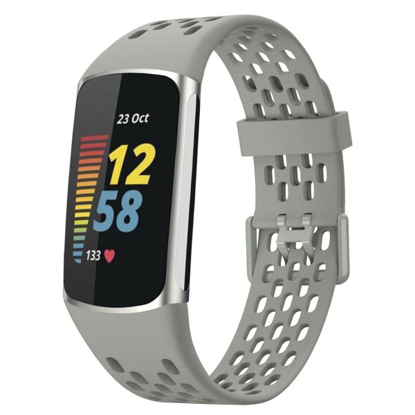 imoshion Bracelet de sport en silicone avec trous Fitbit Charge 5 / Charge 6 - Gris