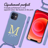 Coque de couleur personnalisée MagSafe avec cordon amovible  et lettre iPhone 12 Pro - Ash Blue