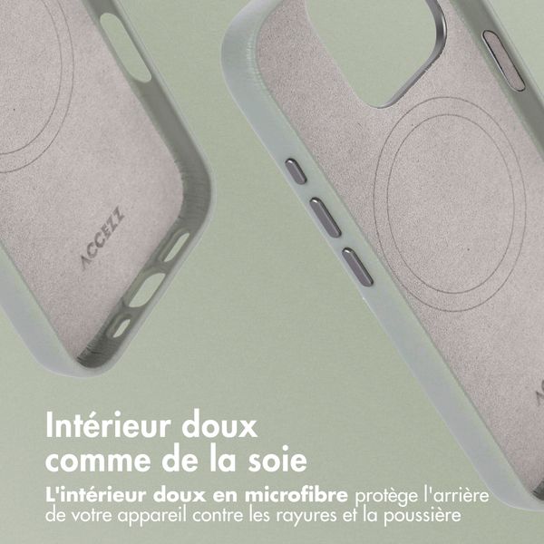 Accezz Coque arrière en cuir avec MagSafe Apple iPhone 14 Pro - Light Grey
