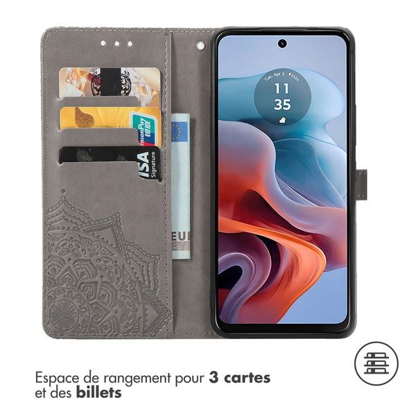 imoshion Etui de téléphone portefeuille Mandala Motorola Moto G34 - Gris