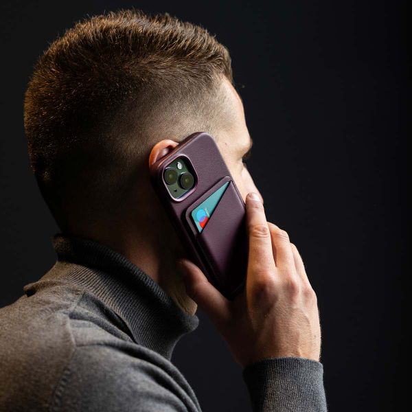 Accezz Porte-cartes en cuir - Compatible avec MagSafe et Qi2 - Heath Purple