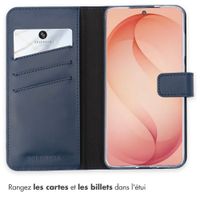 Selencia Étui portefeuille en cuir véritable Samsung Galaxy S26 Plus - Bleu foncé