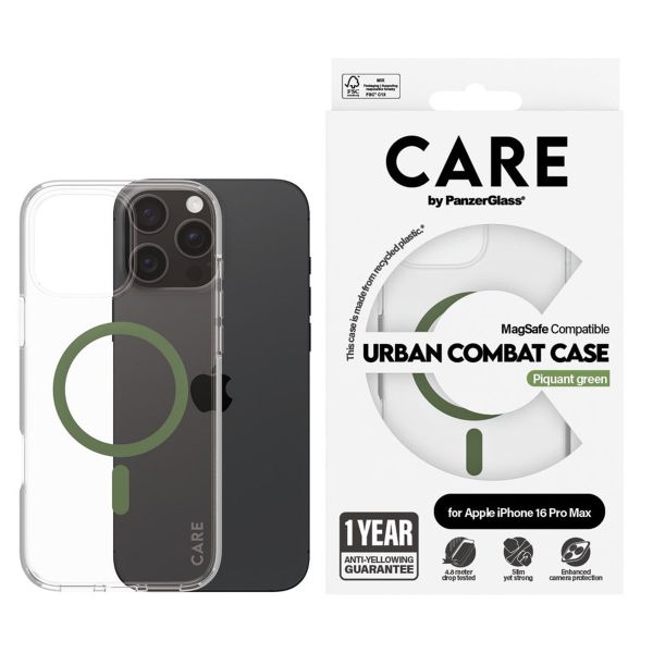 CARE by PanzerGlass Coque Urban Combat MagSafe Apple iPhone 16 Pro Max - Green