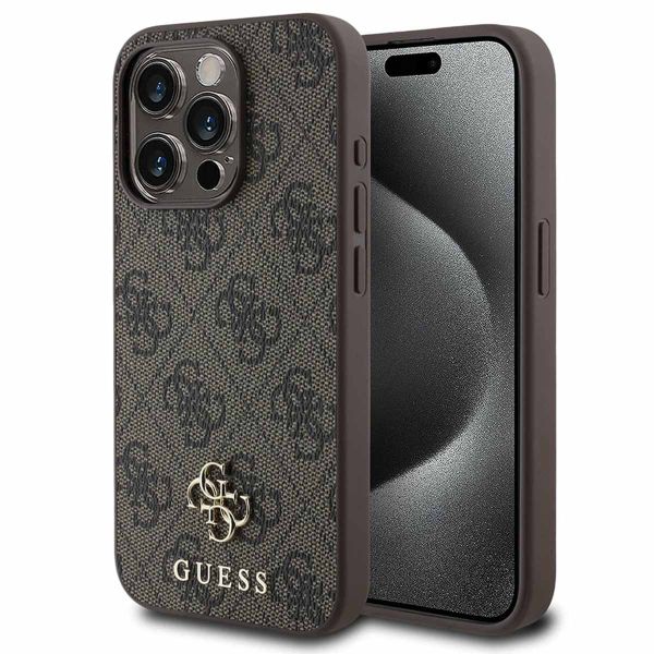 Guess Coque 4G Metal Logo MagSafe iPhone 15 Pro - Brun