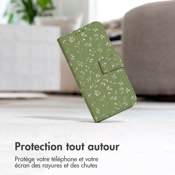 imoshion Étui de télephone portefeuille Design Samsung Galaxy S22 - Green Flowers