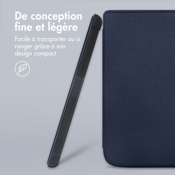 imoshion Étui de liseuse portefeuille Slim Soft Pocketbook Touch Lux 5 / HD 3 / Basic Lux 4 / Vivlio Lux 5 - Bleu foncé