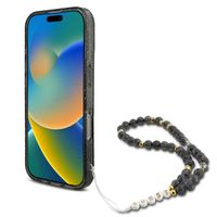 Guess MagSafe IML Glitter Case avec beads strap Apple iPhone 16 Pro Max - Noir