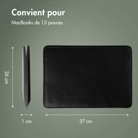 Accezz Leather Pochette ordinateur Apple MacBook 15 pouces - Noir
