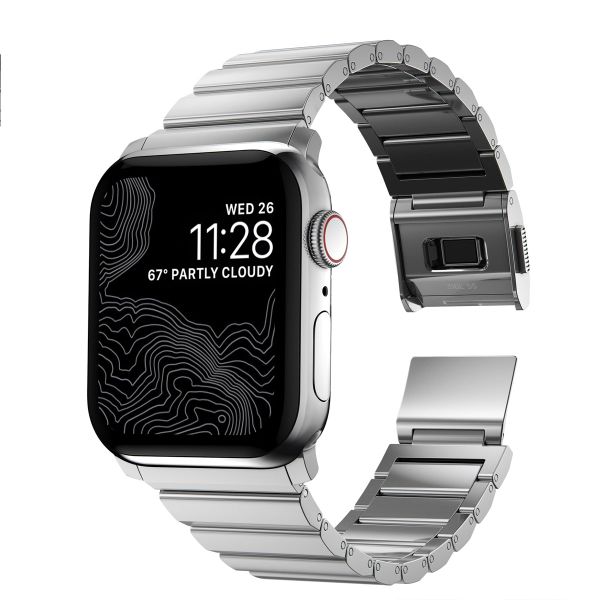 Nomad Bracelet à maillons magnétiques en acier Apple Watch Series 1 á 10 / SE / Ultra (2) (44/45/46/49 mm) - Argent