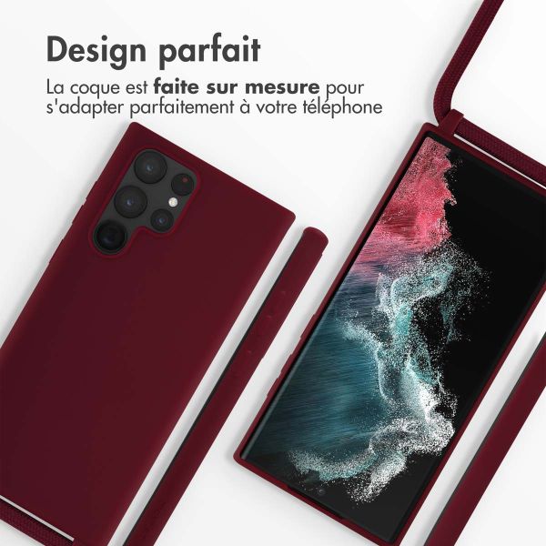 imoshion Coque en silicone avec cordon Samsung Galaxy S22 Ultra - Rouge foncé