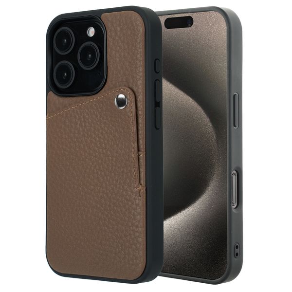 Selencia Coque Riva avec porte-cartes Apple iPhone 15 Pro - Mocha Brown