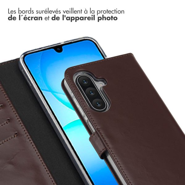 Selencia Étui portefeuille en cuir véritable Samsung Galaxy A17 - Marron