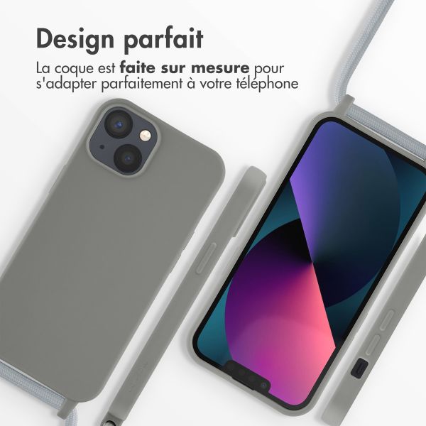 imoshion Coque en silicone avec cordon Apple iPhone 13 - Gris clair