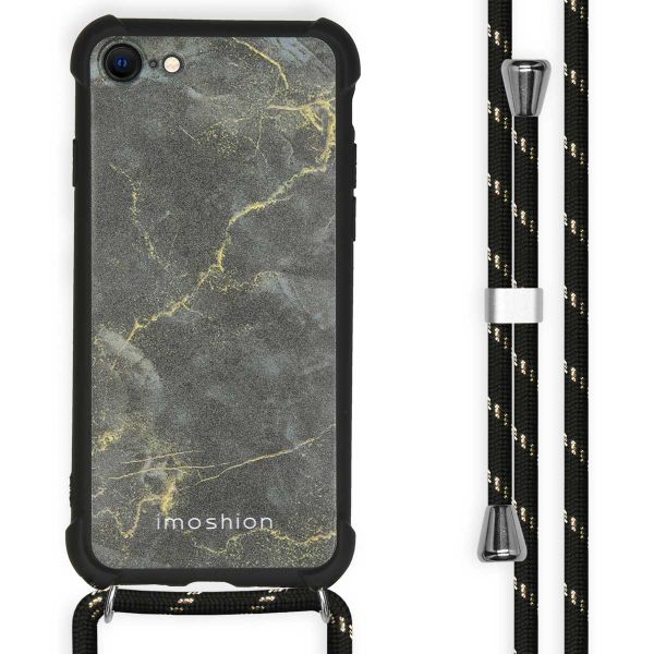 imoshion Coque Design avec cordon iPhone SE (2022 / 2020) / 8 / 7 - Black Marble