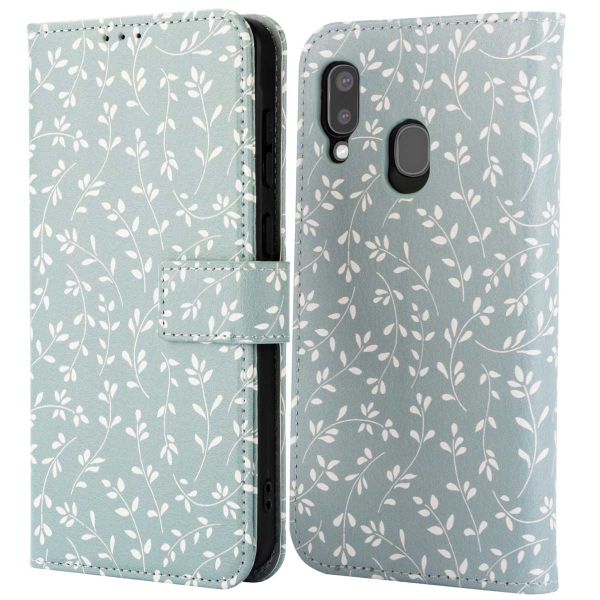 imoshion Étui de téléphone portefeuille Design Samsung Galaxy A20e - Smoke Green Flowers